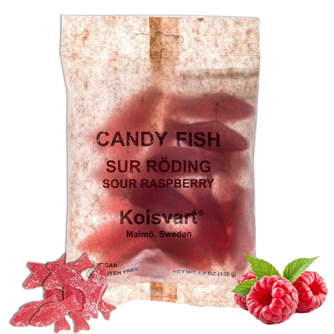 Kolsvart Sour Raspberry Candy Fish